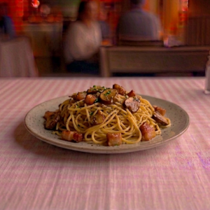Tagliolini con porcini e guanciale