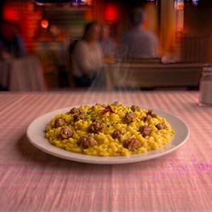Risotto con salsiccia e zafferano